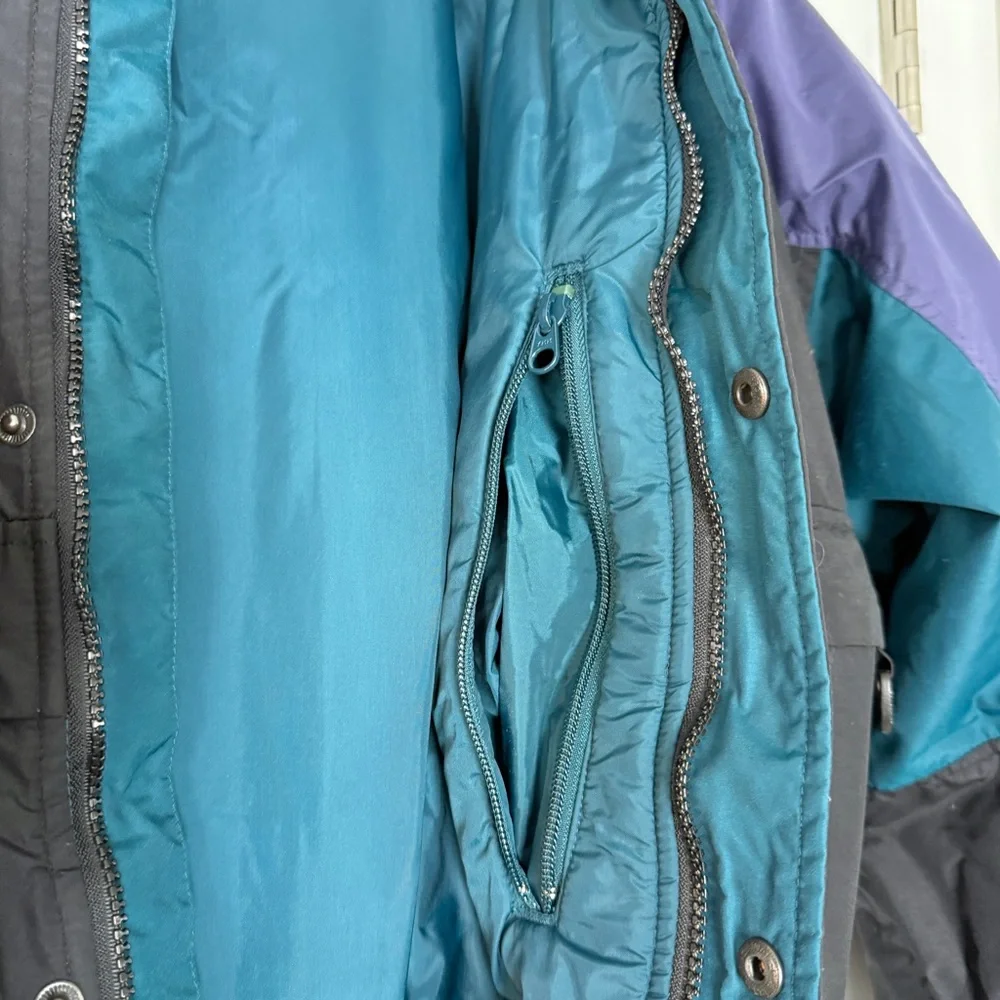 Columbia Snowsuit Men’s XL Black Colorblock Belted Vintage 90s 80s Ski Bib Retro